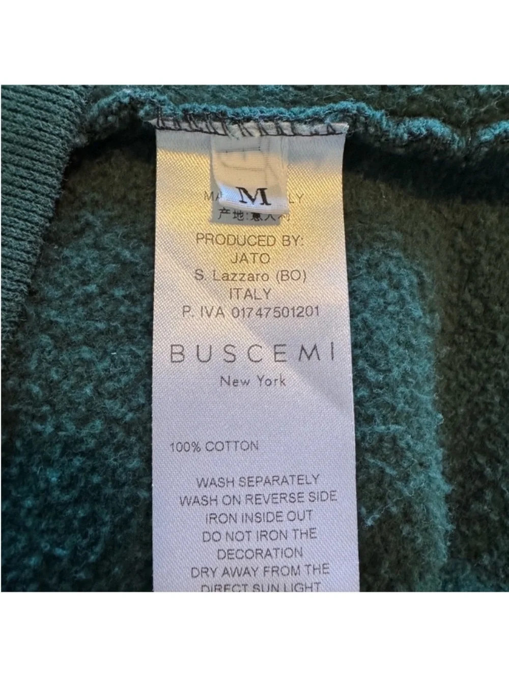 Buscemi Men's Forest Green Logo Crewneck Sweater size medium